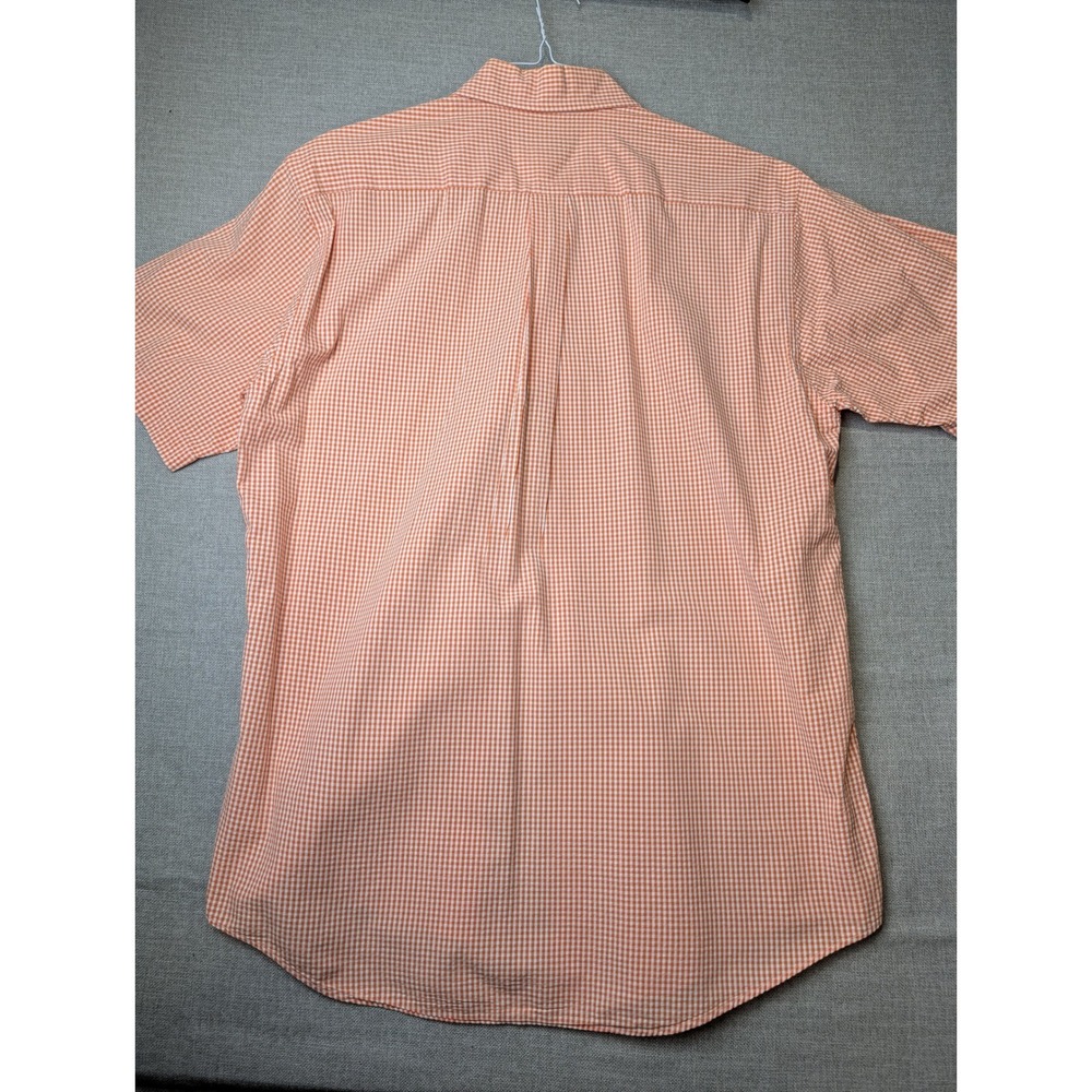 Brooks Brothers Button Down Shirt Mens Medium Orange Gingham Cotton SS - Picture 6 of 7